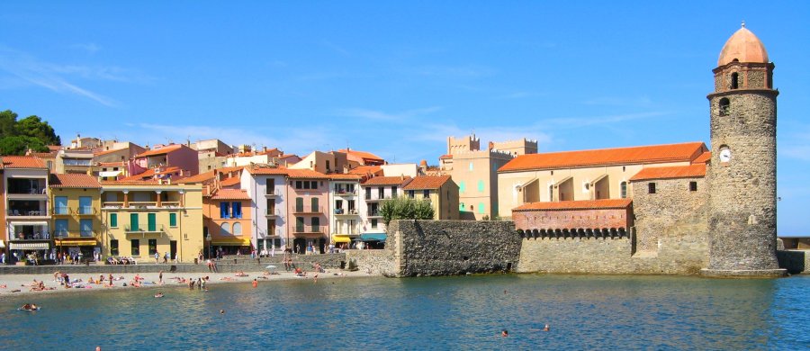 Collioure - Häuser am Hafen, Languedoc-Roussillo